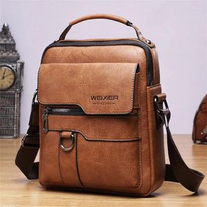 Bolsos de hombro de marca Vintage para hombre, bolso de cuero para hombre, bandolera de negocios, bolso informal de moda masculina