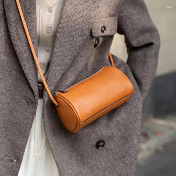 Bolsos de hombro bolso cubo para mujeres diseño lujoso de cuero de cuero genuino cierre de cremallera Crossbody monedero 2024 moda