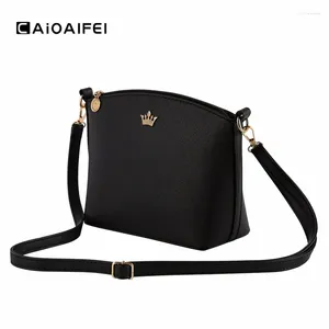 Schoudertassen CAIOAIFEI Mode Keizerskroon Vrouwen Lederen Handtassen Vintage Casual Koppelingen Crossbody Messenger Shell