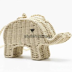 Schoudertassen Cartoon Olifant str Handtas Chique damesschoudertas strand geweven Mini Schattig Casual Crossbody Pursestylishyslbags