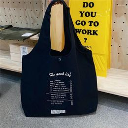 Shoulder Bags Casual Largecapacity Vest Bag For Women Retro Letter Ladies Shopping Handbags Student Girls Canvas Tote Book