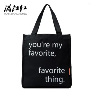 Sacs à bandouliers Caractère des lettres d'impression décontractées Favourate Tapes Handbag Chinois Coton Canvas Bag Fashion Girl Grand Capacité Femmes