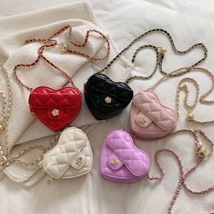 Sacs à bandoulière pour enfants, sac à chaîne en forme d'amour en PU