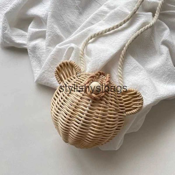 Bolsos de hombro Bolso de ratán para niños Linda forma de oreja pose foto prop bebé mini bolso de mensajerostylishyslbags