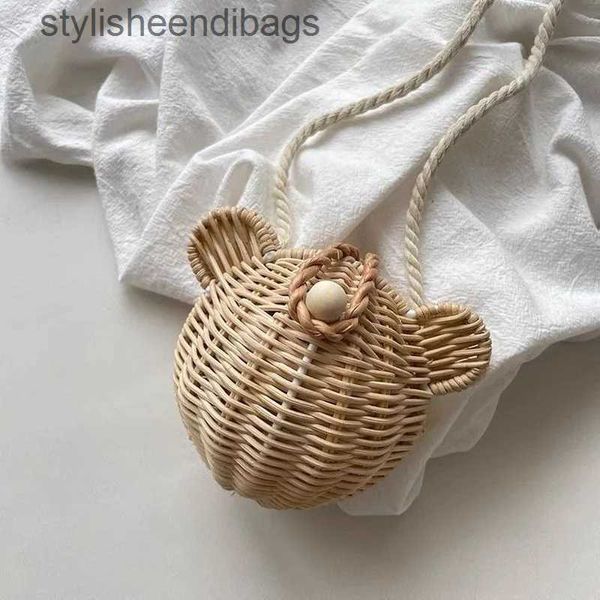 Bolsos de hombro Bolso de ratán para niños Linda forma de oreja pose foto prop bebé mini bolso de mensajerostylisheendibags