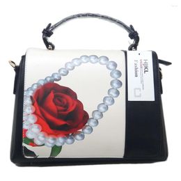 Schoudertassen Chinese Stijl Print Bloemen Dames Totes Handtassen Dames Echt Leer Echt Designer Luxe Messenger Bag