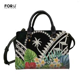 Sacs à bandouliers Chuuk Tribal Tropical Floral Imprime de luxe Sac de luxe Elegant Femme Large Taps Crossbody for Women Zipper Pu Handbag Sac