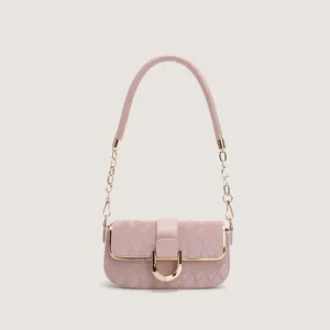 Bolsos de hombro Bolso clásico para axila Bolsos de mano franceses de moda Elegante bolso blanco rosa Mujer