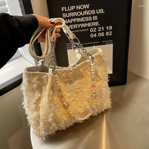 Bolsos de hombro, bolso de lona clásico a la moda para mujer, bolso de mano diario de gran capacidad de verano, bolsos informales negros, blancos y verdes para mujer