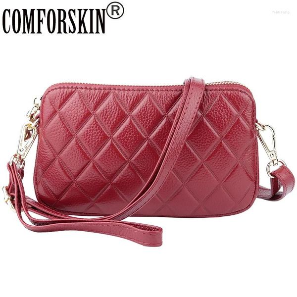 Bolsos de hombro COMFORSKIN Lujoso cuero de vaca Bolsa de mensajero para damas europeas y americanas 2024 Llegadas de cuero para mujer Cross-body