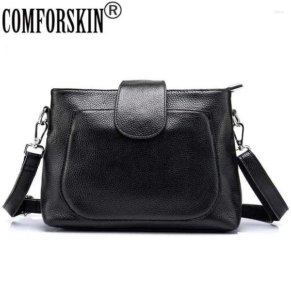 Bolsos de hombro Comfortskin para mujer, bandolera 2024, Bolsas femeninas de marca de diseñador, cuero genuino, estilo europeo y americano