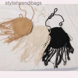 Sacs à bandoulière coton pur tricoté à la main pochette tissée sac de messager ethnique vent coton corde gland Str sacs à bandoulièretylisheendibags