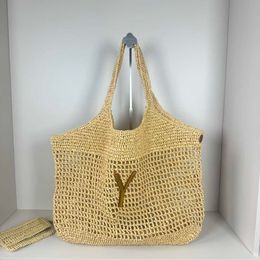 Bolsos de hombro Bolso cruzado de papel tejido con hierba, bolso de mano portátil de alta capacidad con flores, bolso tejido, bolso de un solo hombro para mujer, bolso de playa 240315