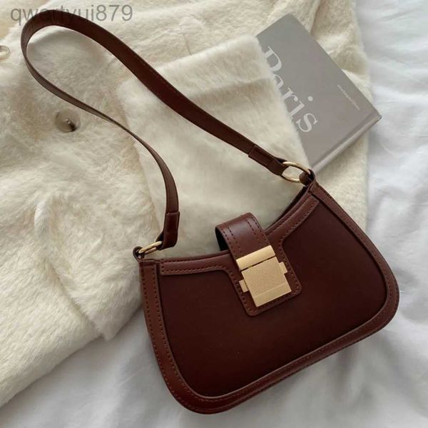 Sacs à bandoulière Cross Body Vintage tendance dames sous les bras sac à bandoulière couleur PU cuir sac à main marque de mode Simple femme chaîne Purseqwertyui879