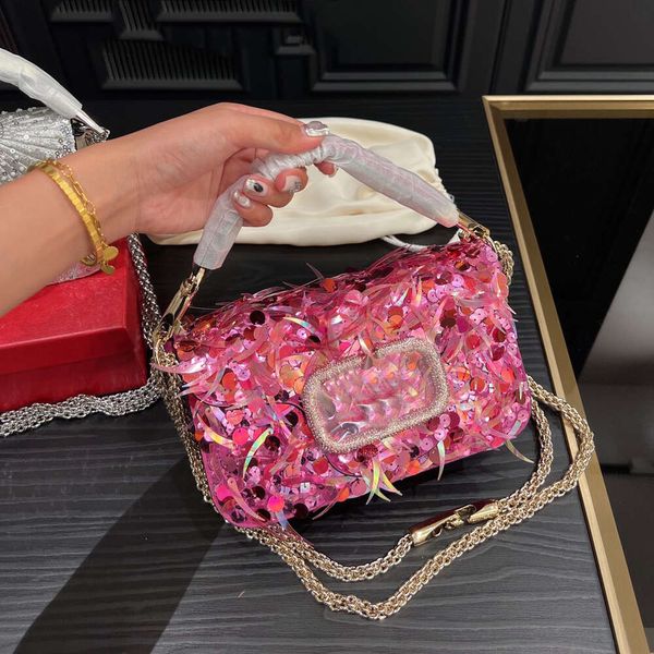 Sacs à bandouliers Crystals Sac Concepteur Dîner croix Corps coulissant chaîne supérieure Handle Hands Sac à main Baguette Sequin Hand Purse Mirror Quality Tote