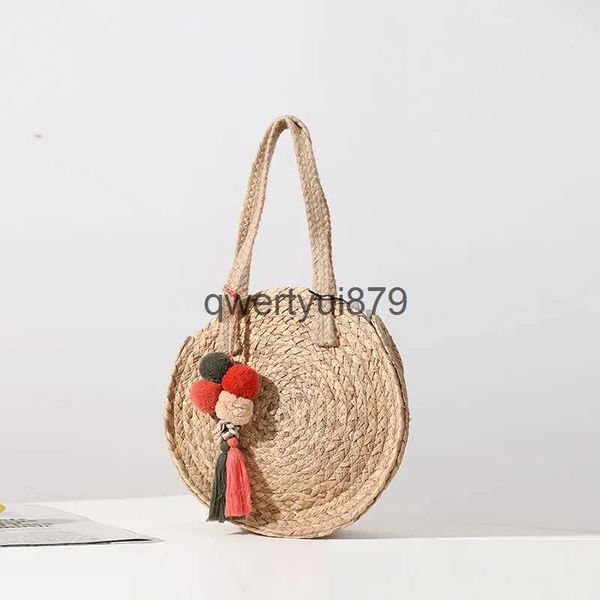 Sacs à bandoulière mignon boule d'air paille grande capacité ronde joli design sac tissé femme une épaule et un champ beacqwertyui879