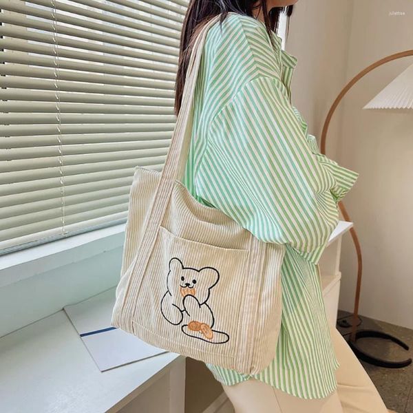 Sacs à bandouliers Sac en velours côtelé mignon pour les femmes 2024 acheteur de créateur de sacs à main girls dessin animé student bookbag tote feme