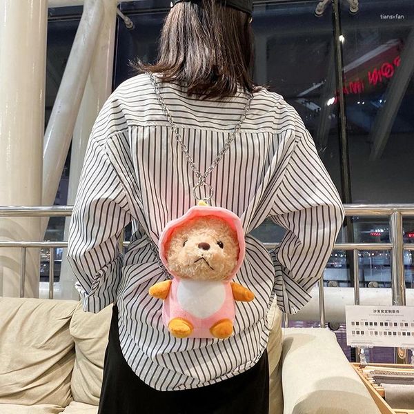 Sacs à bandoulières mignonnes femmes en peluche ours crossbody sac fille kawaii cusuelle fur fashion chain messager japonais korea style