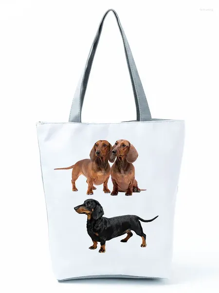 Sacs à bandoulins Dckhund Imprimé sac à main Femmes de voyage Sac de voyage Lazy Animal Eco Friendly Shopping Cuisine réutilisable