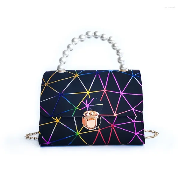 Bolsos de hombro con estampado de cuadros de colores deslumbrantes para mujer, versión coreana de verano, bolso de mensajero, bolso cruzado con cadena, regalo para chica