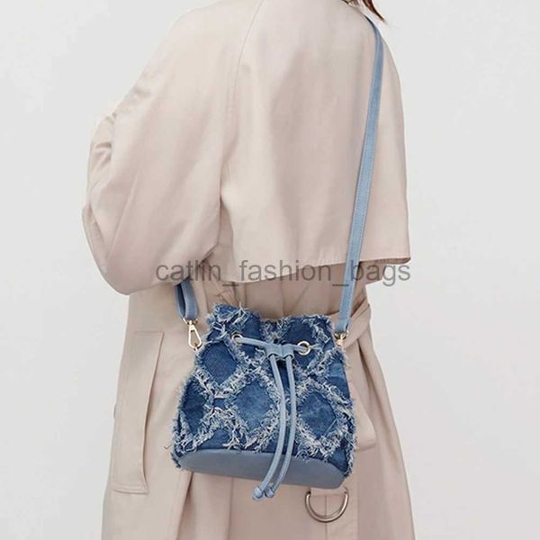 Sacs à bandoulins Denim Edge Backet Sac Fasion Designer Sac crossbody Plaid Sac Sac à drawstring commute Messenger Bagcatlin_fashion_bags