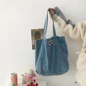 Schoudertassen ontwerp vrouwen denim tas meisjes licht blauw canvas doek handtas vrouw winkelen dame schoolboeken casual bakken