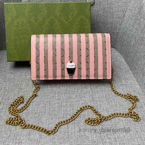 Sacs à bandoulière Designer 22 New Fashion Pink Stripes Purse Blue Old Flower Wallets Chain Crobody Clutch Canvas Leather Fold Card Coin Pouch wi