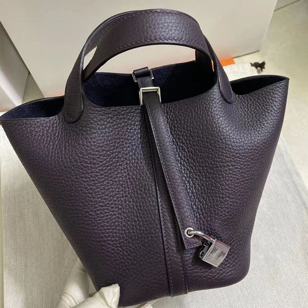 Bolsos de hombro Bolsos cruzados de diseñador 5a Bolso de cubo nuevo de cuero real Bolso de compras para mujer Bolsos de diseñador Bolso cruzado de alta calidad con candado Picotin Bolso