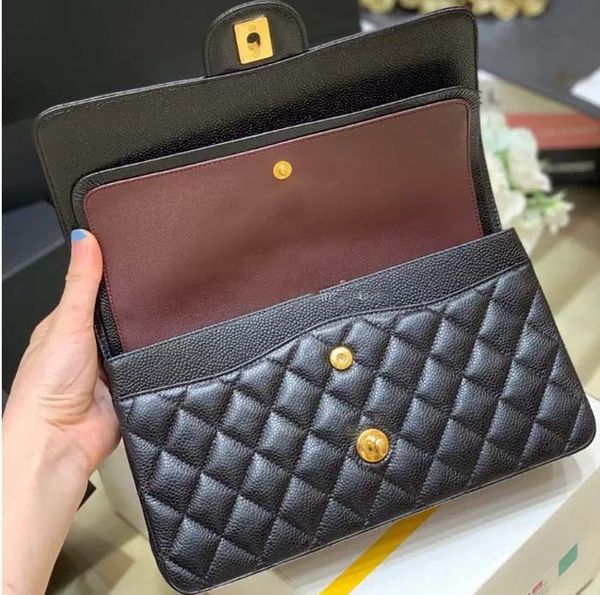 Bolsos de hombro Bolso de diseñador Bolso de mensajero Mujer Bolso con tapa Diseñador a cuadros Flip Cadena de oro y plata Cuero Doble sólido Bolso cruzado con raya cuadrada