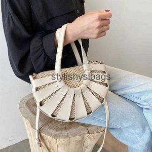 Sacs à bandoulière Designer luxe femmes fourre-tout été dame plage bandoulière Simple sac femme paille demi-cercle sacs à main H240328