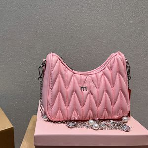 Bolsas de hombro Diseñador Bolso de mujer Bolso de lujo Elegante Banquete de boda Crossbody Pink Wallet Moda Pearl Chain Bag Monedero Bolsos 221126