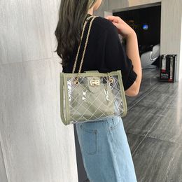 Schoudertassen Designer Dames Cosmetische Zak Transparante Diamond Rattice Composiet Messenger Bag Mode Luxe Combinatie Crossbody Handtas Lock HBP