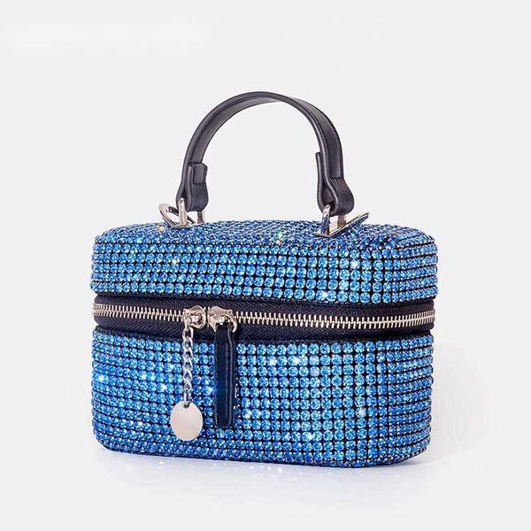 Bolsos de hombro Caja de diamantes Embrague de noche 2023 Nuevo Lujo Coreano Cadena linda Brillante Diamante de imitación Bolso cruzado Boda de alta calidad 230426