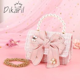 Sacs à bandoulins Dikaril Crossbodyband sac à main Fashion Bow Pearl Party Girls Girls Mini Small Children Messenger