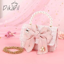 Bolsos de hombro Dikaril Crossbody Bag Bag Fashion Bow Pearl Party Party Girls Pursos Mini niños pequeños Messenero