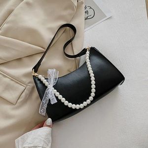 Sacs à bandouliers élégants français imiter le sac à main en dentelle de chaîne de perle pour les femmes Pu shouler sac fourre-tout