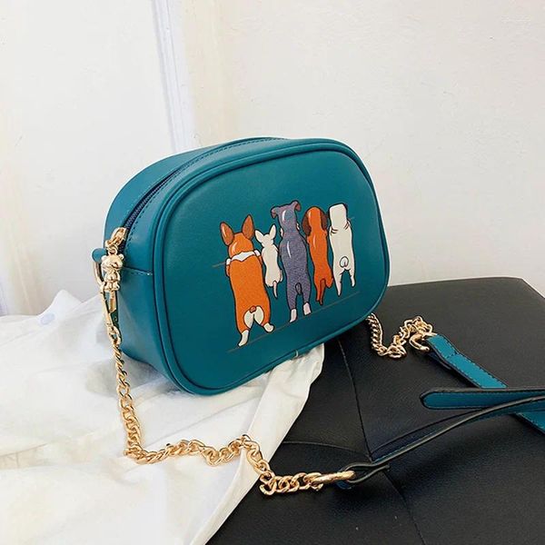 Bolsos de hombro Fansiman Messenger de mujer Luxury PU Leather Crossbody Bag Bags Impresión de perros Manos de damas 2024 Mujeres