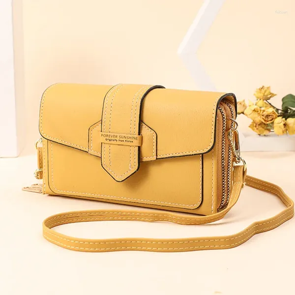 Bolsas de hombro Moda Bolsa de teléfono móvil Mujeres PU Cuero Crossbody 2024 Bolso Titular de la tarjeta Messenger Clutch Flap Wallet