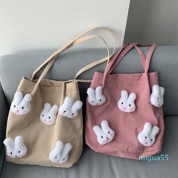 Bolsos de hombro, bolso de pana a la moda para mujer, bolso de compras de tela para mujer, bolsos de mano para libros para estudiantes universitarios, bolso grande informal