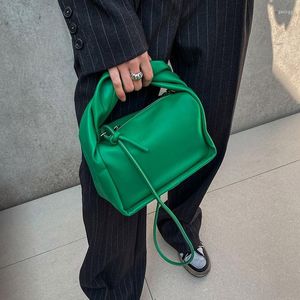 Bolsos de hombro, diseño de moda, asa plegable para mujer, bolso de mano de cuero PU para mujer, bolsos de mano, bandolera cruzada verde para mujer