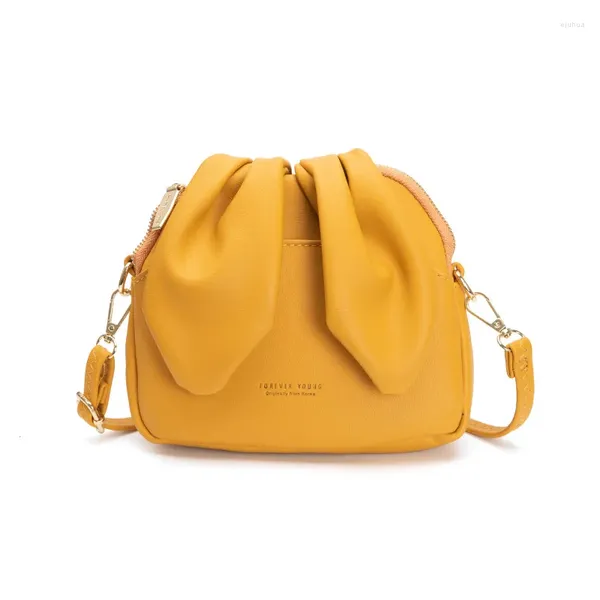 Sacs à bandoulière mode femme grande capacité sac seau oreilles femmes messager poche en cuir souple décontracté dames couleur Pure