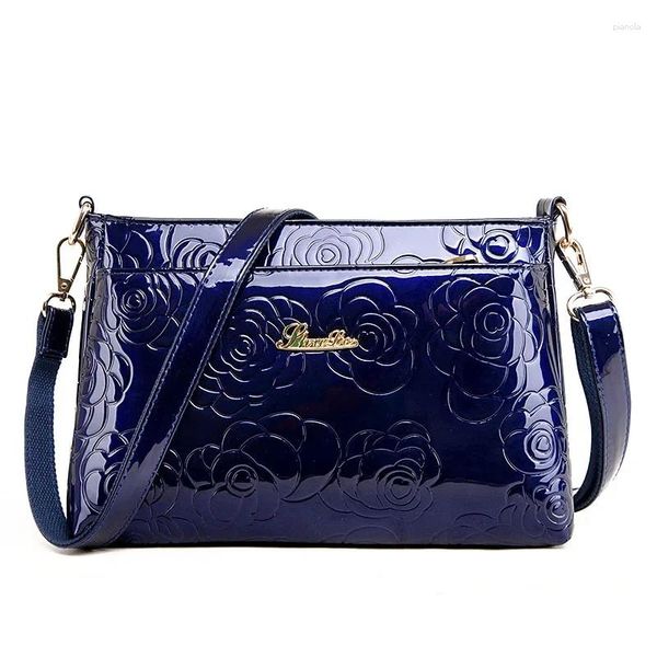 Sacs à bandouliers Fashion Flower Femmes Hands Hands Hands Quality High Quality Patent Leather Femme Girl Design Crossbody Body
