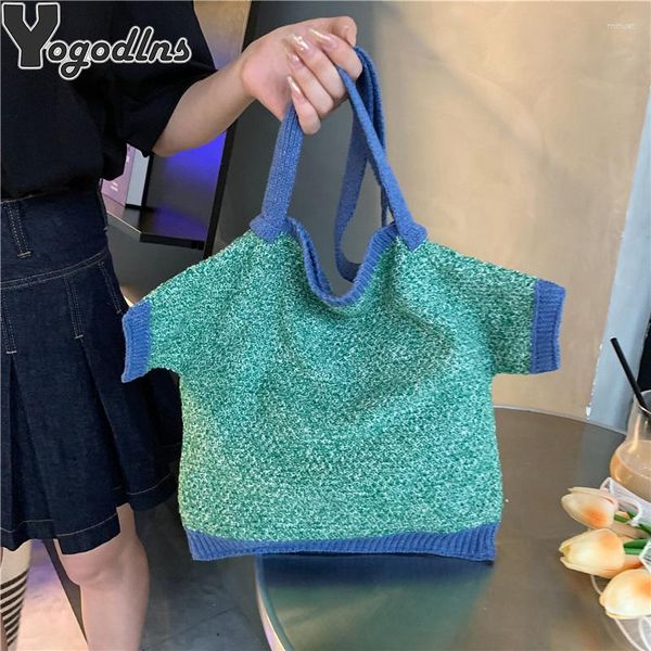 Bolsos de hombro Bolso de moda Casual Crochet Shopper Tote Bag Tejido hecho a mano Gran capacidad para mujeres Viajes de playa de verano