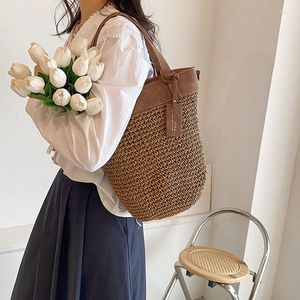 Sacs à bandoulière Fashion Hangbags Femmes 2023 Paille Design Fourre-tout pour sac de haute qualité Casual Bandbody Beach Bucket