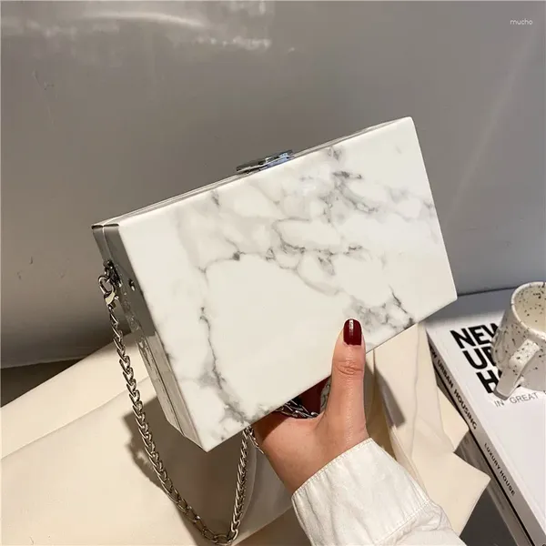 Bolsos de hombro de moda patrón de mármol de tinta cadena de diseño de caja de bolsas hembra