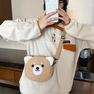 Bolsos de hombro de estilo japonés para mujer, bandolera Kawaii de felpa con dibujos animados, bandolera, pequeño teléfono y monedero