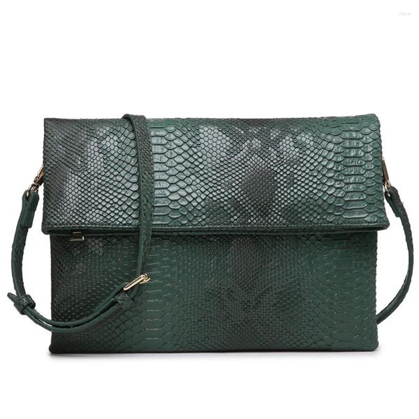Sacs à bandoulins Fashion Lady Femmes pliables Sac d'embrayage Pu Leather Python Handsbag avec bracelet pour femmes soirée