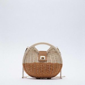 Schoudertassen Fashion Shell Box Rattan Women Handtassen Designer Merken Luxe Crossbody Rieten geweven Summer Beach Straw Bag 2022