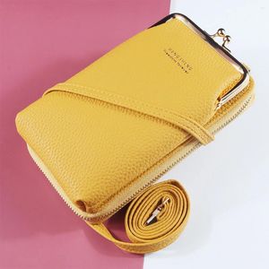 Bolsos de hombro moda para mujeres pequeñas crossbody mini PU cuero bolso de mensajero para niñas amarillas bolsas damas teléfono colgada de la cremallera