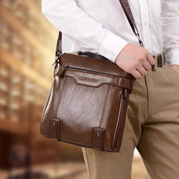 Sacs à bandoulière mode solide hommes en cuir PU sac à fermeture éclair décontracté mâle carré rabat messager sac à main pour voyage et vacances